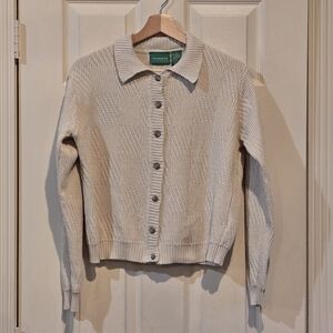 Liz Claiborne Golf Cardigan Medium 100% Cotton Cottagecore Grandmillennial